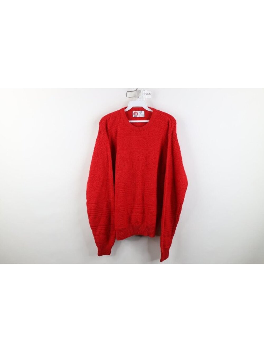 Vintage 90s Southwestern Aztec Crewneck Sweater Mens Size M Red Cotton Knit USA